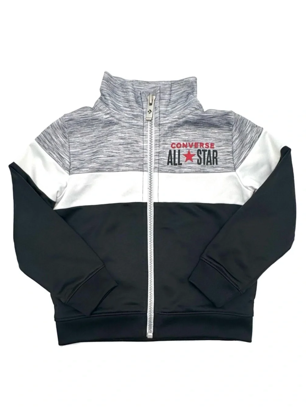 Converse Kids' All Star Colorblock Zip-Up Track Jacket - Gray/White/Black